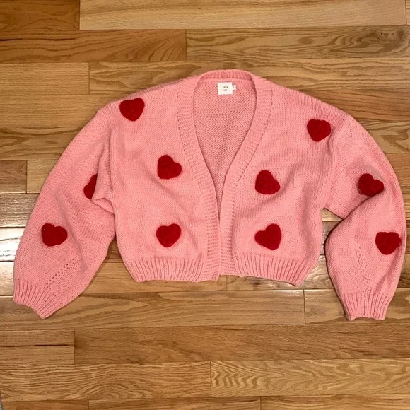 Luna Ivy Sweaters Reduced5 Off Luna Ivy Pink Heart Cardigan